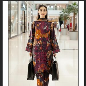 All-Over Print Embroidered EID Lawn Suit 2026 with Chiffon